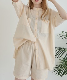 Crisp | ハーフスリーブストライプオーバーシャツ(シャツ/ブラウス)