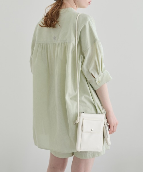 Crisp（クリスプ）の「ハーフスリーブストライプオーバーシャツ（シャツ/ブラウス・レディース・イエロー/グリーン・FREE）」の4枚目の写真