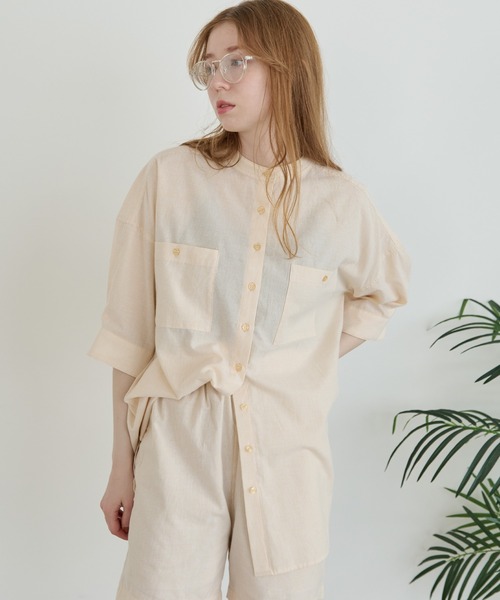 Crisp（クリスプ）の「ハーフスリーブストライプオーバーシャツ（シャツ/ブラウス・レディース・イエロー/グリーン・FREE）」の20枚目の写真