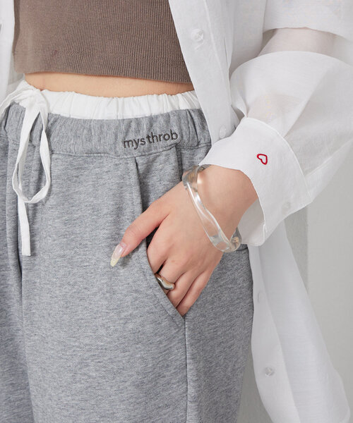 mystic（ミスティック）の「スウェットフレアパンツ（スウェットパンツ・レディース・グレー/チャコールグレー/アイボリー/ライトグレー・1/2）」の6枚目の写真