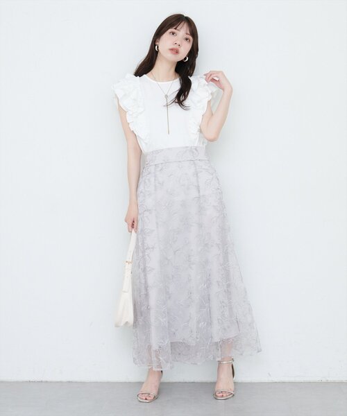 natural couture(ナチュラルクチュール)の「刺繍レースシアースカート(スカート・レディース・サックスブルー/アイボリー/ブラウン・FREE)」の16枚目の写真