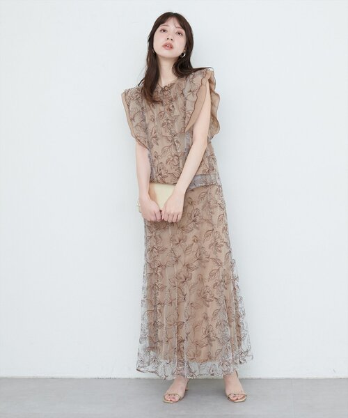 natural couture(ナチュラルクチュール)の「刺繍レースシアースカート(スカート・レディース・サックスブルー/アイボリー/ブラウン・FREE)」の19枚目の写真