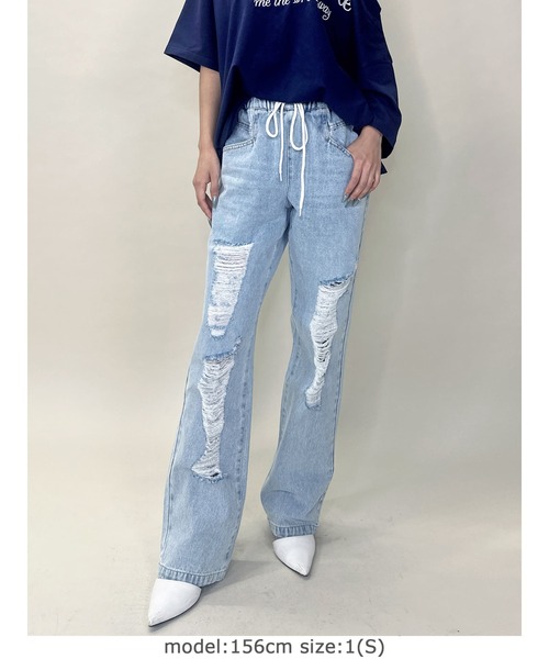 EGOIST（エゴイスト）の「ウェストゴム紐デニムパンツ（デニムパンツ・レディース・ブルー・S/M）」の7枚目の写真