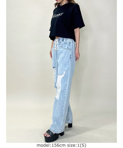 EGOIST（エゴイスト）の「ウェストゴム紐デニムパンツ（デニムパンツ・レディース・ブルー・S/M）」の9枚目の写真