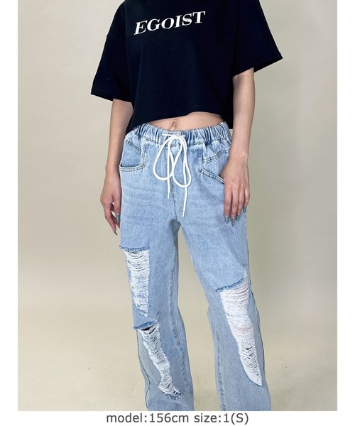 EGOIST（エゴイスト）の「ウェストゴム紐デニムパンツ（デニムパンツ・レディース・ブルー・S/M）」の10枚目の写真