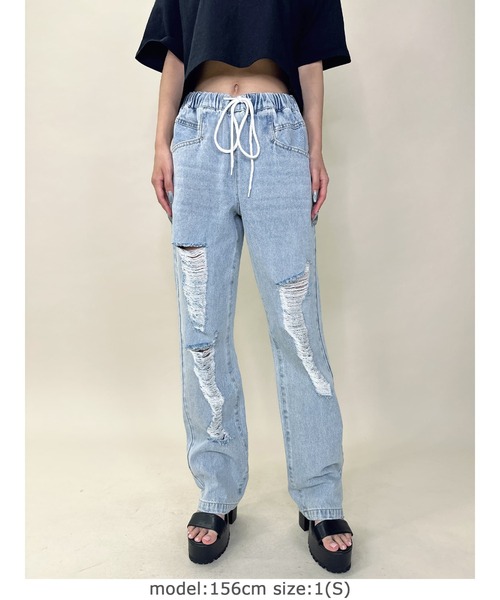 EGOIST（エゴイスト）の「ウェストゴム紐デニムパンツ（デニムパンツ・レディース・ブルー・S/M）」の11枚目の写真