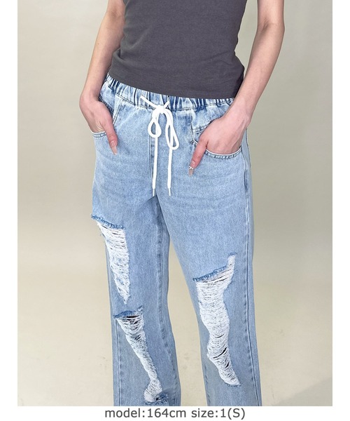 EGOIST（エゴイスト）の「ウェストゴム紐デニムパンツ（デニムパンツ・レディース・ブルー・S/M）」の14枚目の写真