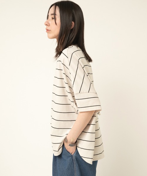 RNA-N(アールエヌエーエヌ)の「M2497 ボーダールーズT(Tシャツ/カットソー・レディース・ホワイト×ブラック/グレイッシュベージュ/グレー/ブラック×ブルー・FREE)」の21枚目の写真