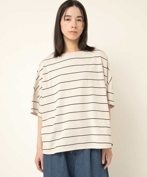 tシャツ M2497 ボーダールーズＴ レディース M2497 ボーダールーズT(F グレー/オレンジ): トップス - RNA