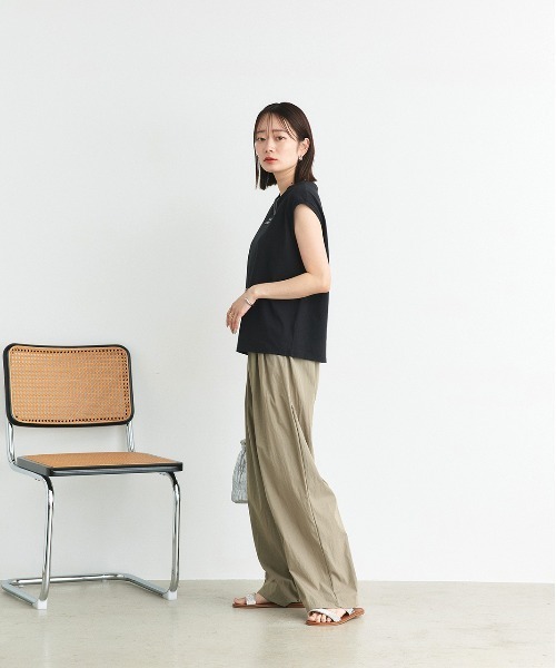 【タグ付き】luxe　ルーズオックスワッシャー イージーパンツ　ブラウン bottoms-02202 ワッシャーワイドパンツ ライトカーキ | L