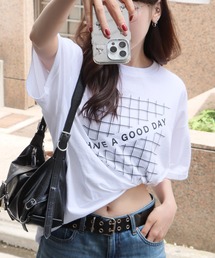 ROOPTOKYO（ループトウキョウ）の「【ROOPTOKYO】グリッドデザイン メッセージ Tシャツ レディース オーバーサイズ ストリート 韓国ファッション（Tシャツ/カットソー・メンズ）」