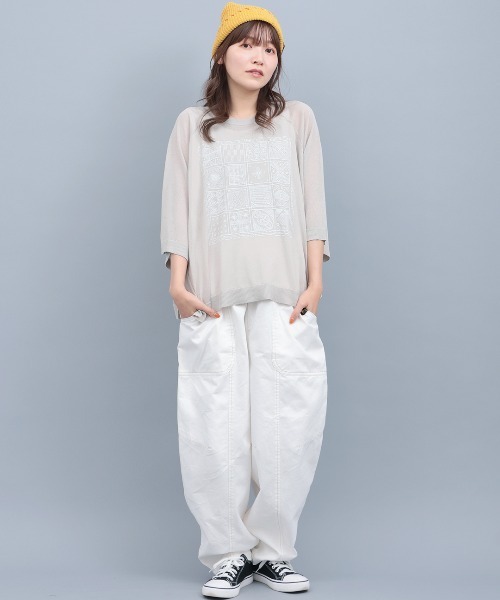 チチカカ(チチカカ)の「シアーニットインナー付プルオーバー(Tシャツ/カットソー・レディース・グレー/レンガ/ネイビー・FREE)」の4枚目の写真