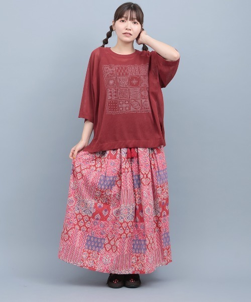 チチカカ(チチカカ)の「シアーニットインナー付プルオーバー(Tシャツ/カットソー・レディース・グレー/レンガ/ネイビー・FREE)」の7枚目の写真