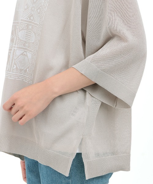 チチカカ(チチカカ)の「シアーニットインナー付プルオーバー(Tシャツ/カットソー・レディース・グレー/レンガ/ネイビー・FREE)」の14枚目の写真