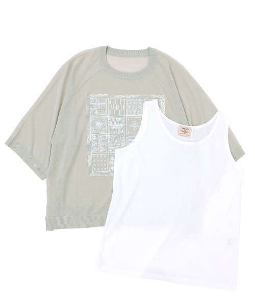 チチカカ(チチカカ)の「シアーニットインナー付プルオーバー(Tシャツ/カットソー・レディース・グレー/レンガ/ネイビー・FREE)」の15枚目の写真