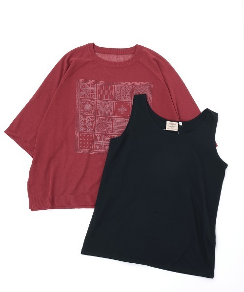 チチカカ(チチカカ)の「シアーニットインナー付プルオーバー(Tシャツ/カットソー・レディース・グレー/レンガ/ネイビー・FREE)」の17枚目の写真