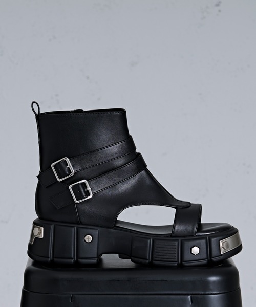 Ellno Loset（エルノロゼット）の「メタルプレートブーツサンダル（サンダル・メンズ・ブラック・X-LARGE/LARGE/MEDIUM/SMALL/X-SMALL）」の6枚目の写真