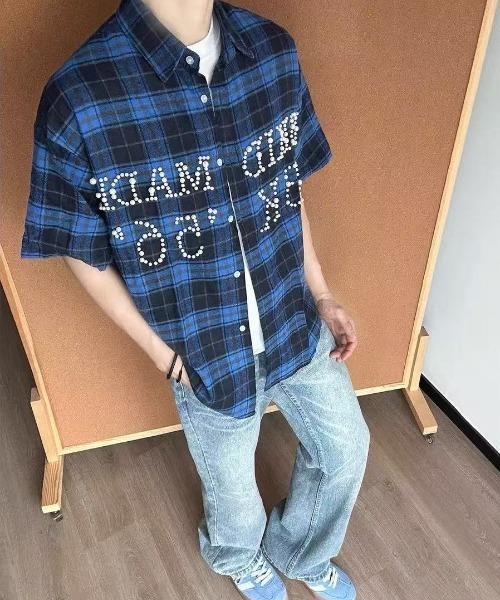 FreeZone(フリーゾーン)の「パールロゴチェックシャツ(シャツ/ブラウス・メンズ・ブルー/レッド/オレンジ・F)」の10枚目の写真