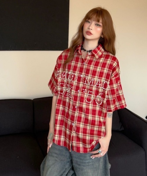 FreeZone(フリーゾーン)の「パールロゴチェックシャツ(シャツ/ブラウス・メンズ・ブルー/レッド/オレンジ・F)」の21枚目の写真