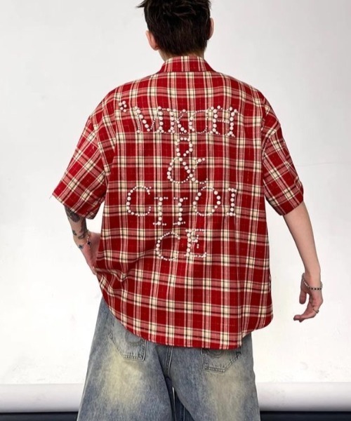 FreeZone(フリーゾーン)の「パールロゴチェックシャツ(シャツ/ブラウス・メンズ・ブルー/レッド/オレンジ・F)」の15枚目の写真