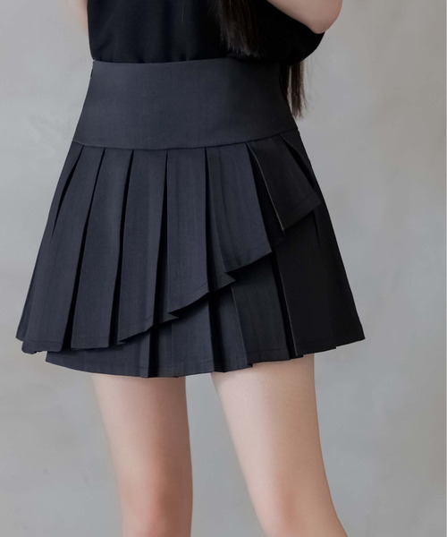 FINEnough(ファインナフ)の「カシュクールプリーツスカートインパン付(スカート・レディース・グレー/ブラック/ホワイト・S/M/L)」の6枚目の写真