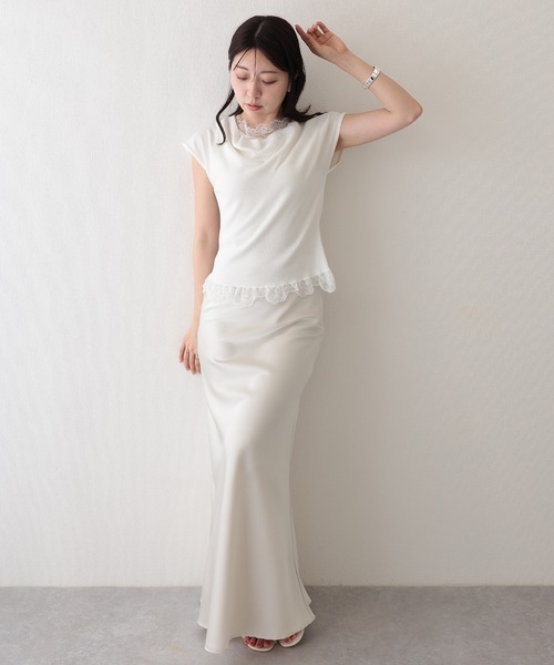 Lace Ladies(レースレディース)の「2wayレース ドッキング オフショル フレンチスリーブ ニットソー(Tシャツ/カットソー・レディース・ホワイト/ピンク/アイボリー/ブラック/グレー・FREE)」の20枚目の写真