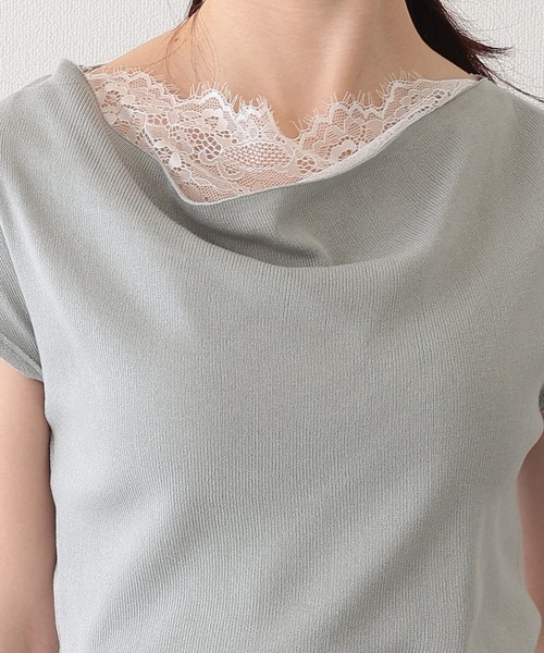 Lace Ladies(レースレディース)の「2wayレース ドッキング オフショル フレンチスリーブ ニットソー(Tシャツ/カットソー・レディース・ホワイト/ピンク/アイボリー/ブラック/グレー・FREE)」の13枚目の写真