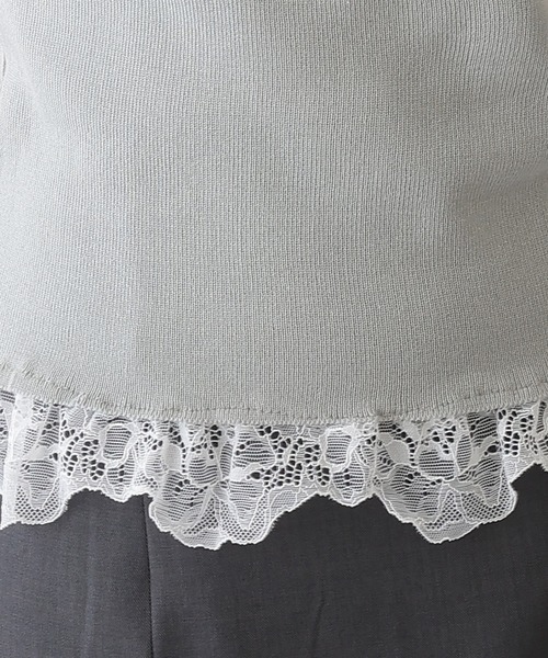 Lace Ladies(レースレディース)の「2wayレース ドッキング オフショル フレンチスリーブ ニットソー(Tシャツ/カットソー・レディース・ホワイト/ピンク/アイボリー/ブラック/グレー・FREE)」の15枚目の写真