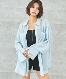 配色パイピング ビッグカフス オーバーサイズシャツ