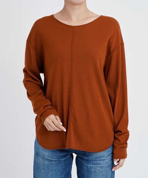 YANUK（ヤヌーク）の「ラウンドヘムロングスリーブ（Tシャツ/カットソー・レディース・パープル/キャメル・FREE）」の2枚目の写真