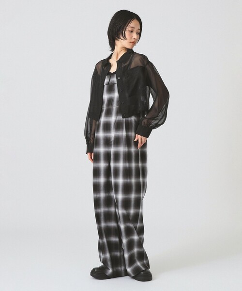 Ray BEAMS（レイビームス）の「シアー クロップド シャツ（シャツ/ブラウス・レディース・ブラック/ブルー系その他2/ダークブラウン・ONE SIZE）」の4枚目の写真