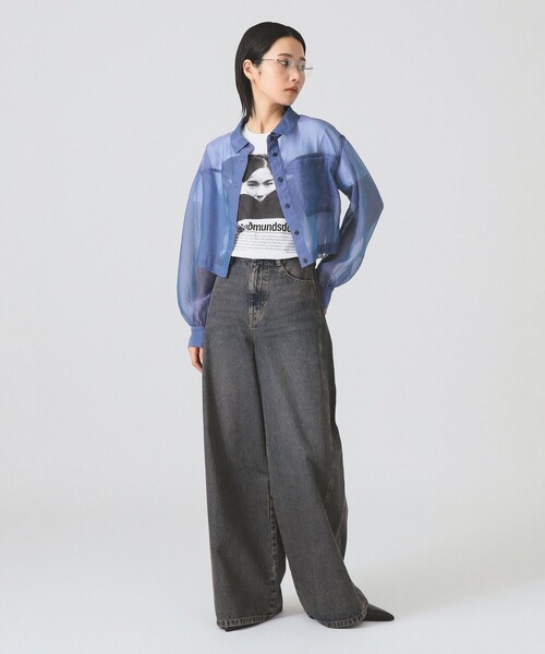 Ray BEAMS（レイビームス）の「シアー クロップド シャツ（シャツ/ブラウス・レディース・ブラック/ブルー系その他2/ダークブラウン・ONE SIZE）」の12枚目の写真