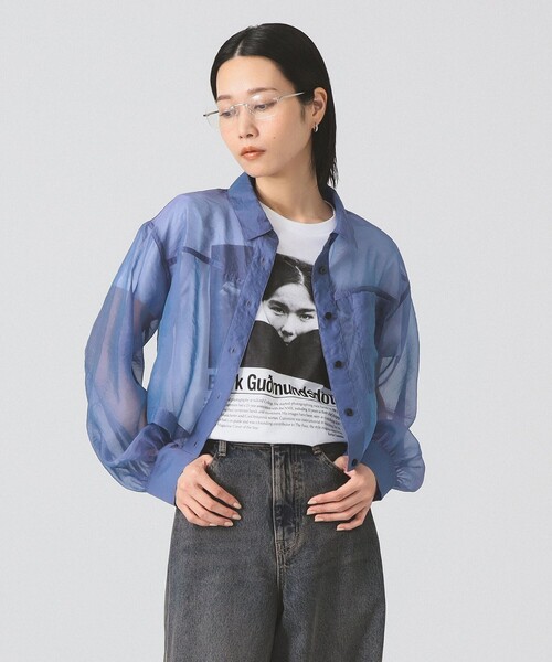 Ray BEAMS（レイビームス）の「シアー クロップド シャツ（シャツ/ブラウス・レディース・ブラック/ブルー系その他2/ダークブラウン・ONE SIZE）」の14枚目の写真