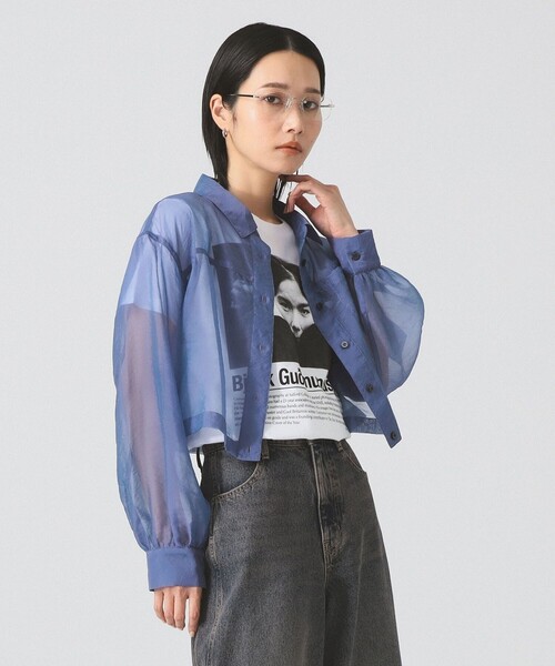 Ray BEAMS（レイビームス）の「シアー クロップド シャツ（シャツ/ブラウス・レディース・ブラック/ブルー系その他2/ダークブラウン・ONE SIZE）」の15枚目の写真