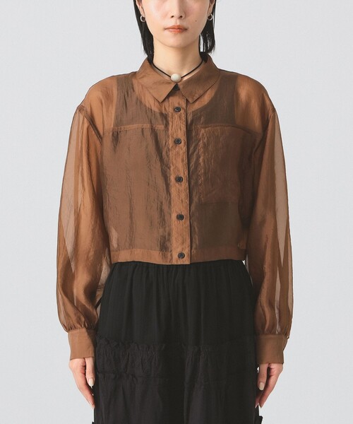 Ray BEAMS（レイビームス）の「シアー クロップド シャツ（シャツ/ブラウス・レディース・ブラック/ブルー系その他2/ダークブラウン・ONE SIZE）」の16枚目の写真