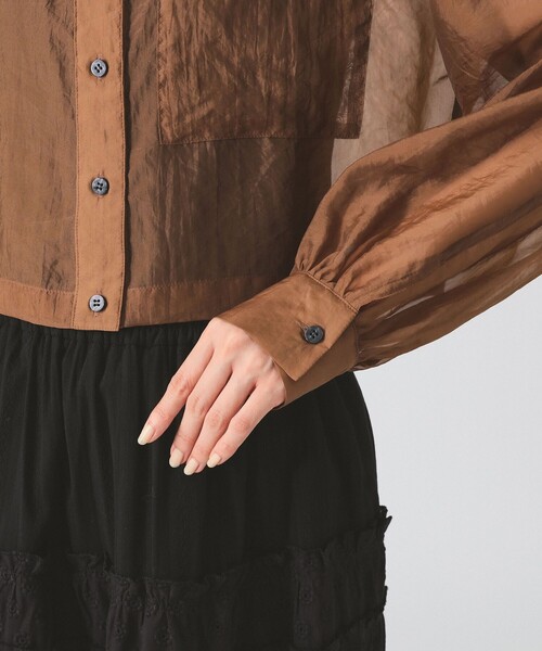 Ray BEAMS（レイビームス）の「シアー クロップド シャツ（シャツ/ブラウス・レディース・ブラック/ブルー系その他2/ダークブラウン・ONE SIZE）」の20枚目の写真