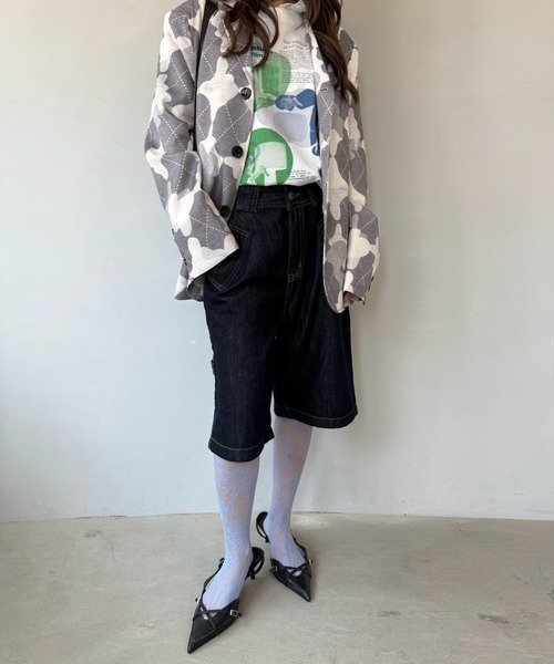 SANSeLF（サンセルフ）の「【SANSeLF】シアーリブ編み ニュアンスカラーフラワーレースタイツ saa25a007（タイツ/ストッキング・レディース・ブルー/ホワイト・FREE）」の13枚目の写真