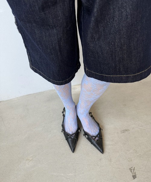 SANSeLF（サンセルフ）の「【SANSeLF】シアーリブ編み ニュアンスカラーフラワーレースタイツ saa25a007（タイツ/ストッキング・レディース・ブルー/ホワイト・FREE）」の16枚目の写真