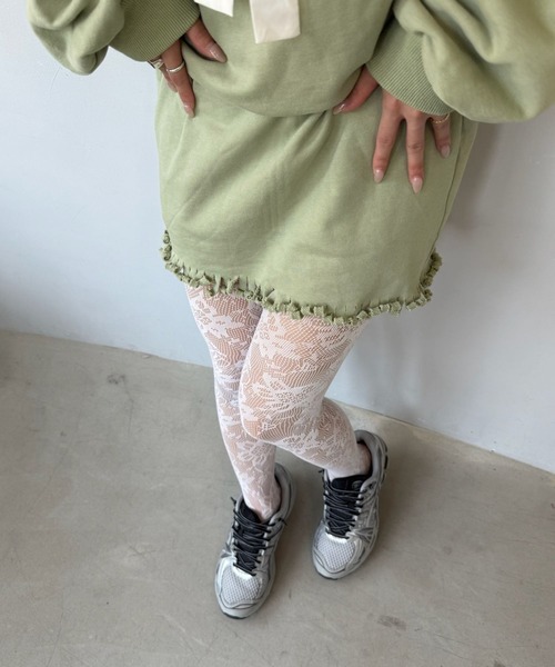 SANSeLF（サンセルフ）の「【SANSeLF】シアーリブ編み ニュアンスカラーフラワーレースタイツ saa25a007（タイツ/ストッキング・レディース・ブルー/ホワイト・FREE）」の19枚目の写真