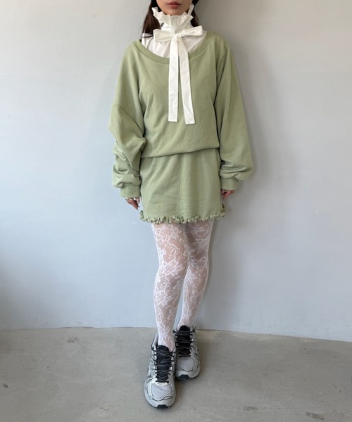 SANSeLF】 フラワーレースタイツ シアーリブ編み ニュアンスカラー