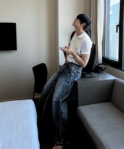 COSYHARU（コシハル）の「切替マッスルフィット半袖Tシャツ（Tシャツ/カットソー・メンズ・ホワイト/ブラック・MEDIUM/LARGE/X-LARGE）」の11枚目の写真