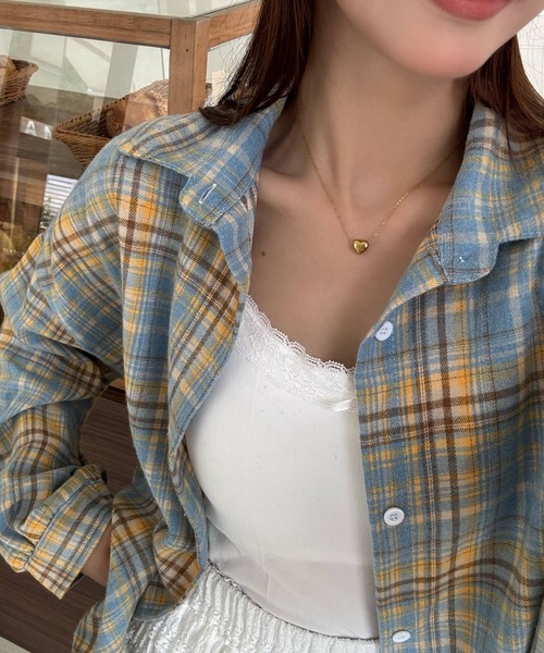 everycoco(エブリーココ)の「チェック柄ルーズ長袖シャツ(シャツ/ブラウス・レディース・イエロー系その他/ライトブルー/ネイビー/レッド系その他/ピンク/レッド・FREE)」の12枚目の写真