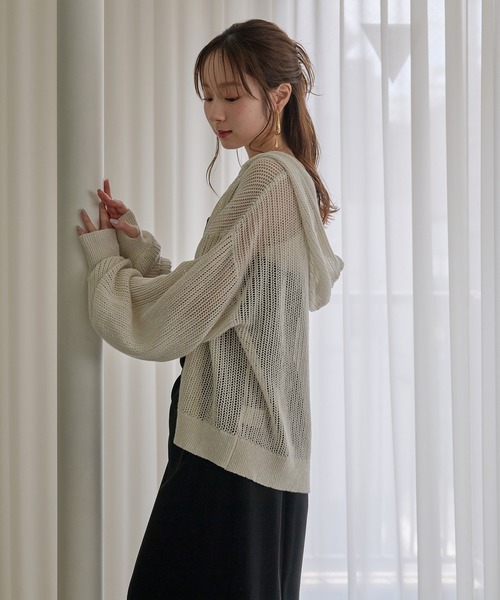 mideal(マイディール)の「glitter sheer hoodie / ラメシアーパーカー(パーカー・レディース・ミント/アイボリー・FREE)」の5枚目の写真
