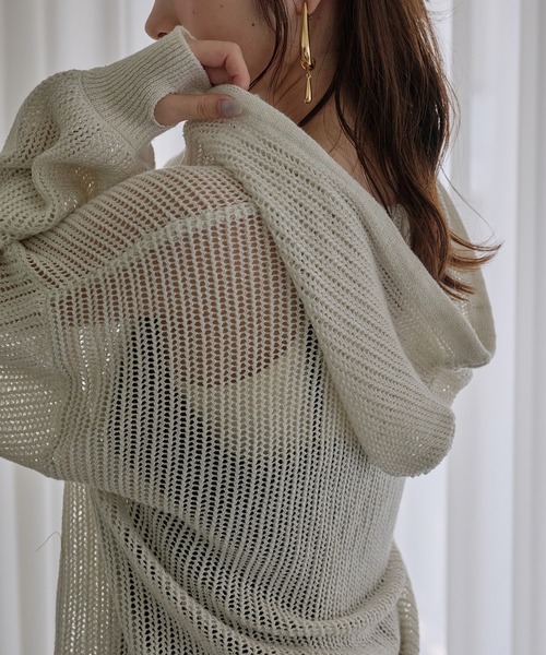 mideal(マイディール)の「glitter sheer hoodie / ラメシアーパーカー(パーカー・レディース・ミント/アイボリー・FREE)」の11枚目の写真
