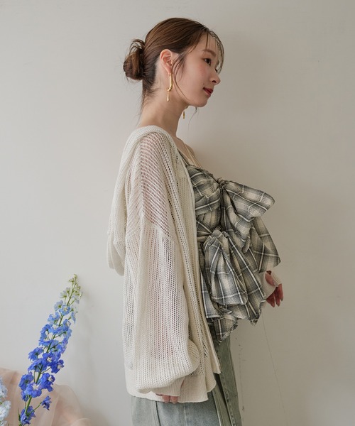 mideal(マイディール)の「glitter sheer hoodie / ラメシアーパーカー(パーカー・レディース・ミント/アイボリー・FREE)」の16枚目の写真