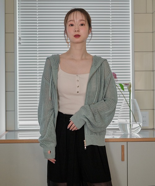 mideal(マイディール)の「glitter sheer hoodie / ラメシアーパーカー(パーカー・レディース・ミント/アイボリー・FREE)」の19枚目の写真