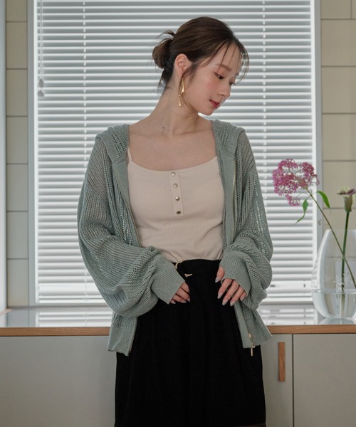 mideal(マイディール)の「glitter sheer hoodie / ラメシアーパーカー(パーカー・レディース・ミント/アイボリー・FREE)」の20枚目の写真
