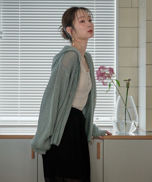 mideal(マイディール)の「glitter sheer hoodie / ラメシアーパーカー(パーカー・レディース・ミント/アイボリー・FREE)」の21枚目の写真