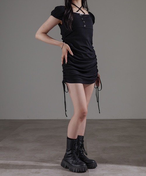 apres jour mignon(アプレジュールミニョン)の「リボンレースドロストワンピース【ZOZOTOWN限定アイテム】(ワンピース・レディース・ブラック/グレー・X-LARGE/フリー)」の5枚目の写真