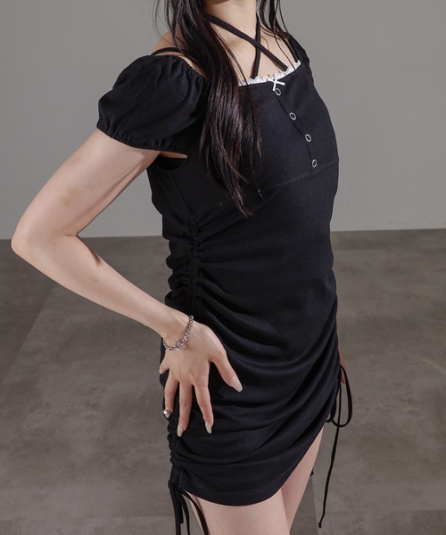 apres jour mignon(アプレジュールミニョン)の「リボンレースドロストワンピース【ZOZOTOWN限定アイテム】(ワンピース・レディース・ブラック/グレー・X-LARGE/フリー)」の10枚目の写真